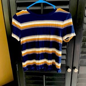 Cute Navy and mustard striped shirt!